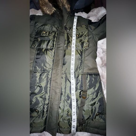 Miss Sixty Down & Faux Fur Trim Utility Winter Jacket Parka Coat Small - Picture 7 of 17